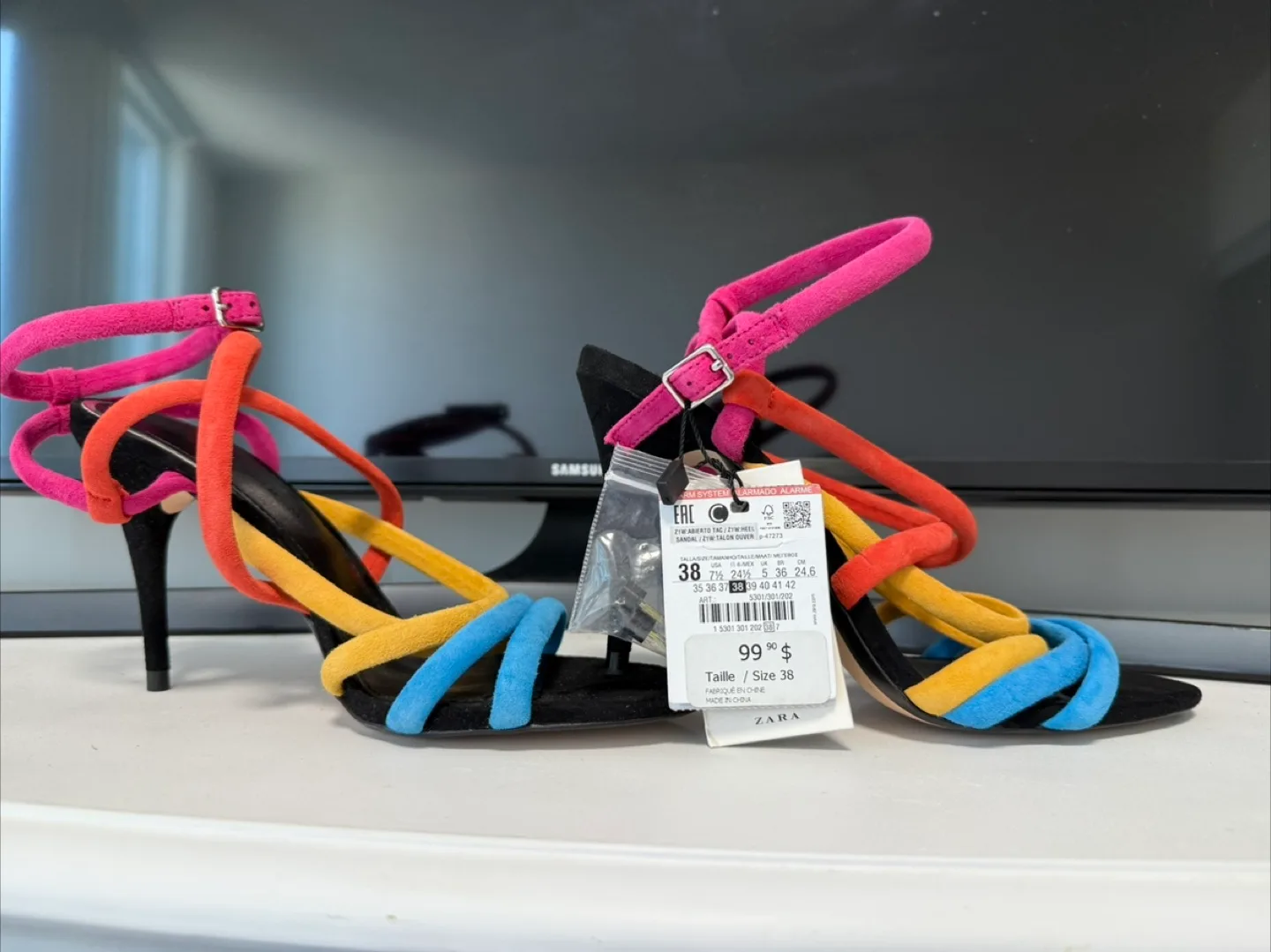 NEW WITH TAGS Zara Colourful Heeled Sandals - Size 38 thumbnail