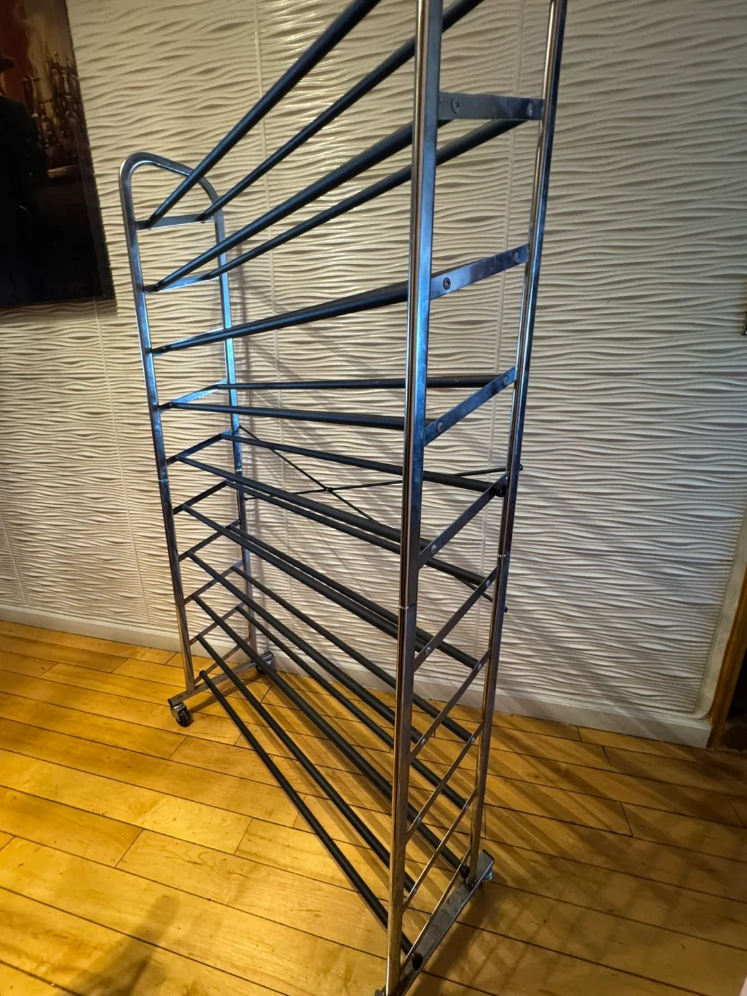 50 Pair  Standing 10 Tier Tower  Chrome Metal Shoe Rack image indicator(2)