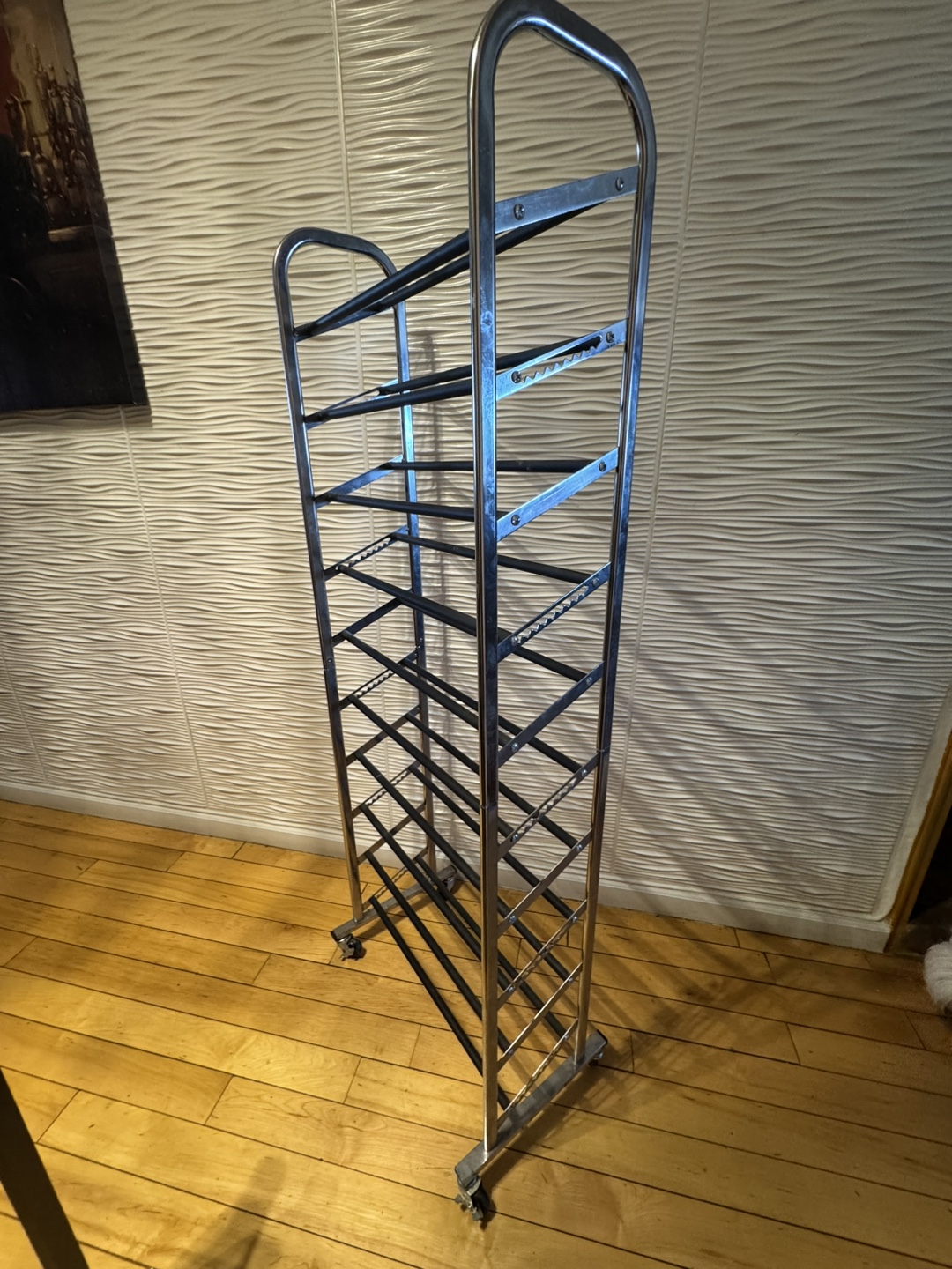 30 Pair  Standing 10 Tier Tower  Chrome Metal Shoe Rack - photo 2