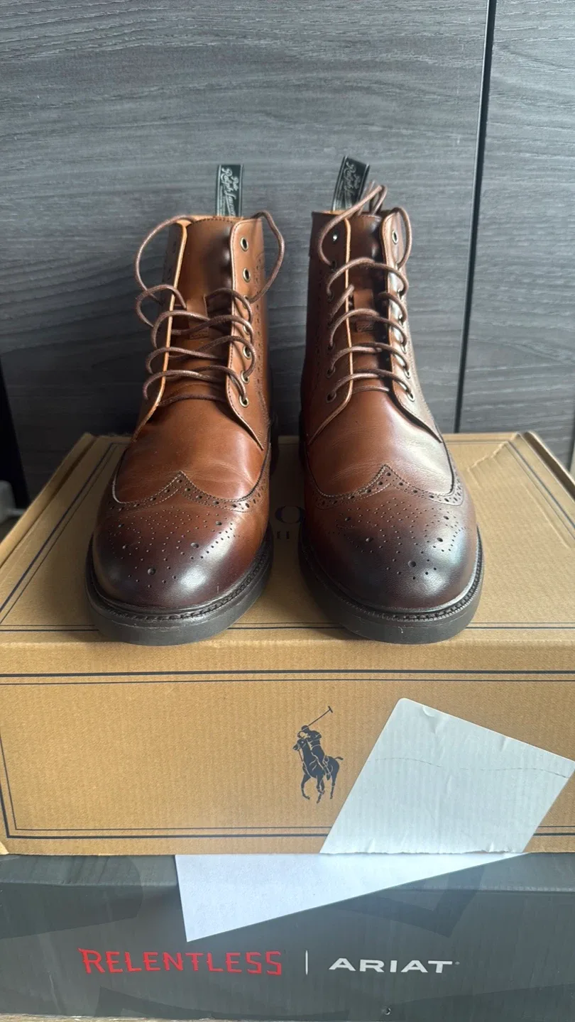 Polo Ralph Lauren Asher Wingtip Boots - Size 12D thumbnail