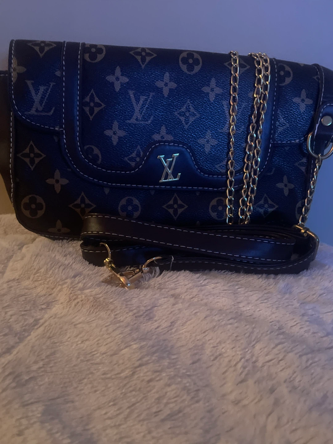 Brown Monogram Shoulder Bag with Chain