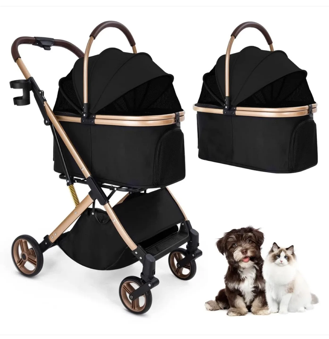 3-in-1 Multifunctional Pet Stroller - Black thumbnail