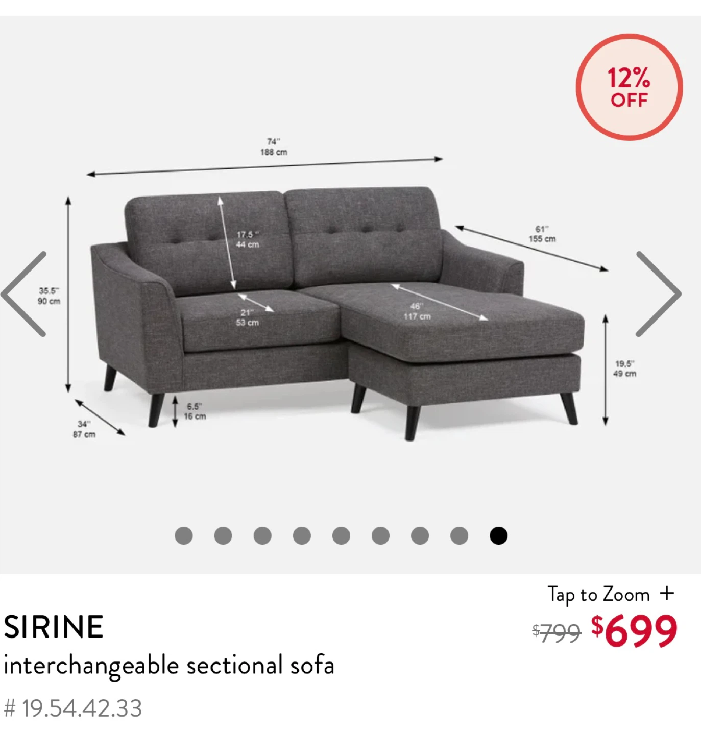 Sirine Interchangeable L-Shaped Sofa in Good Condition - photo 5