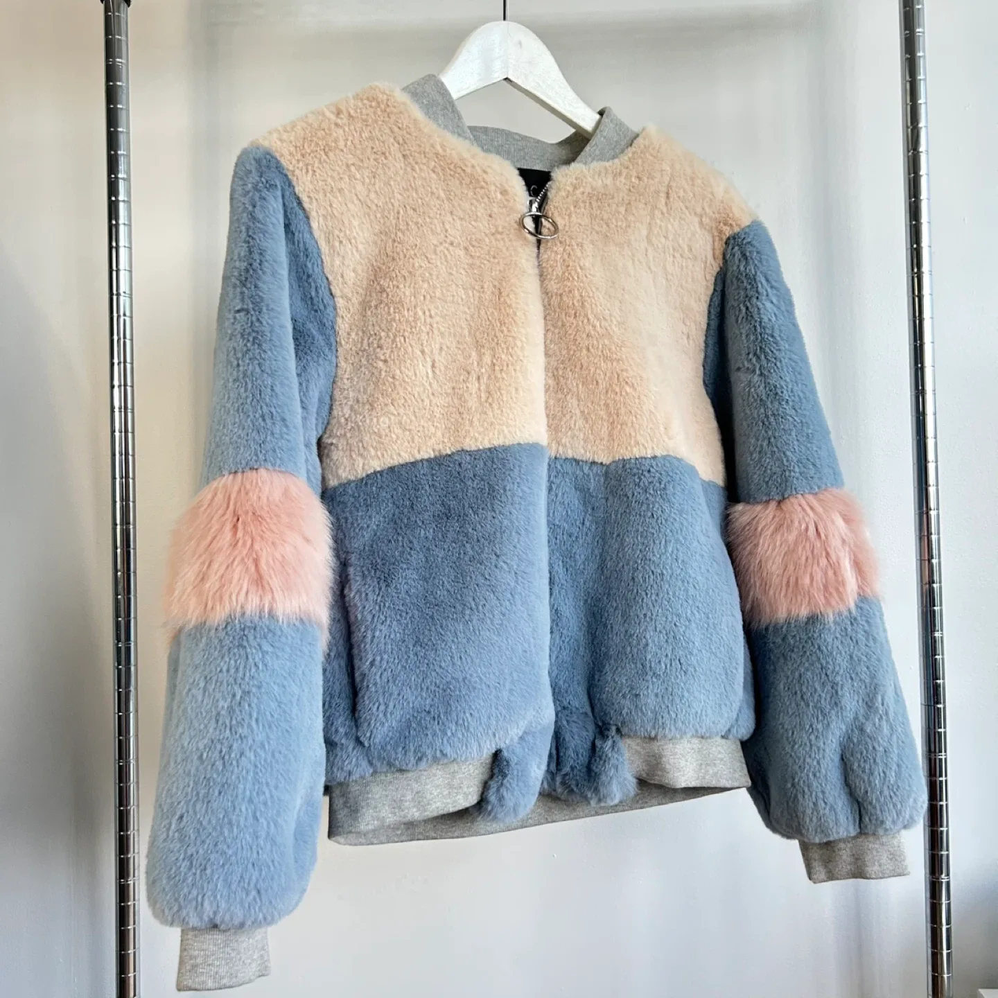 Fuzzy Colour Block Bomber Jacket image indicator(4)
