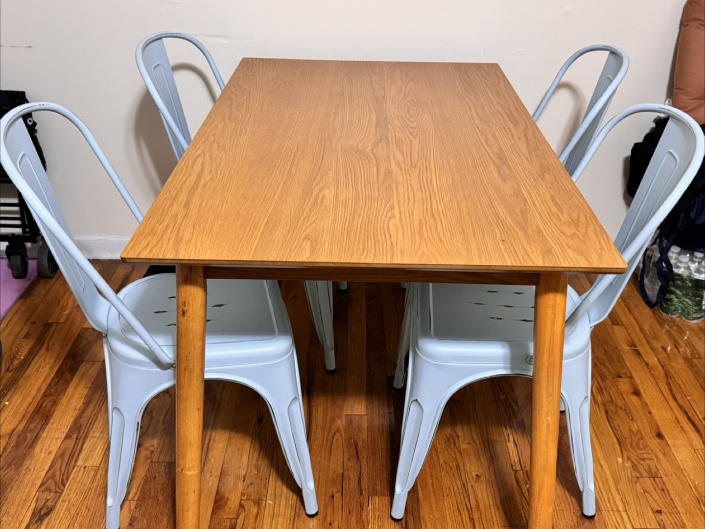 Dining Table with 4 Light Blue Chairs - photo 2