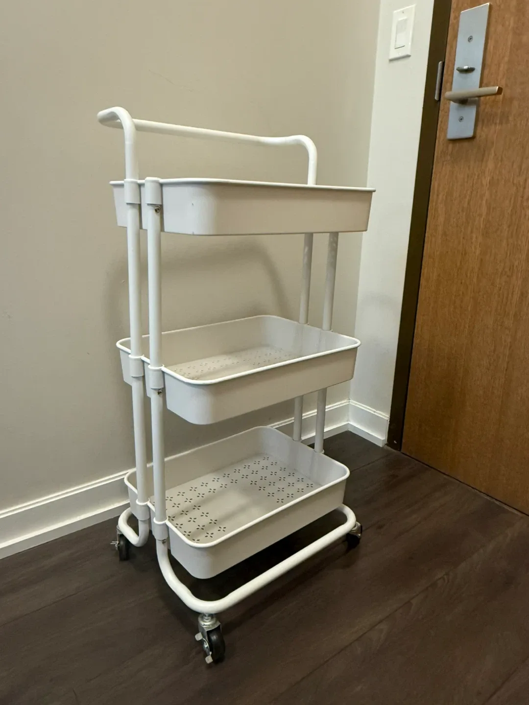 White 3-Tier Rolling Cart