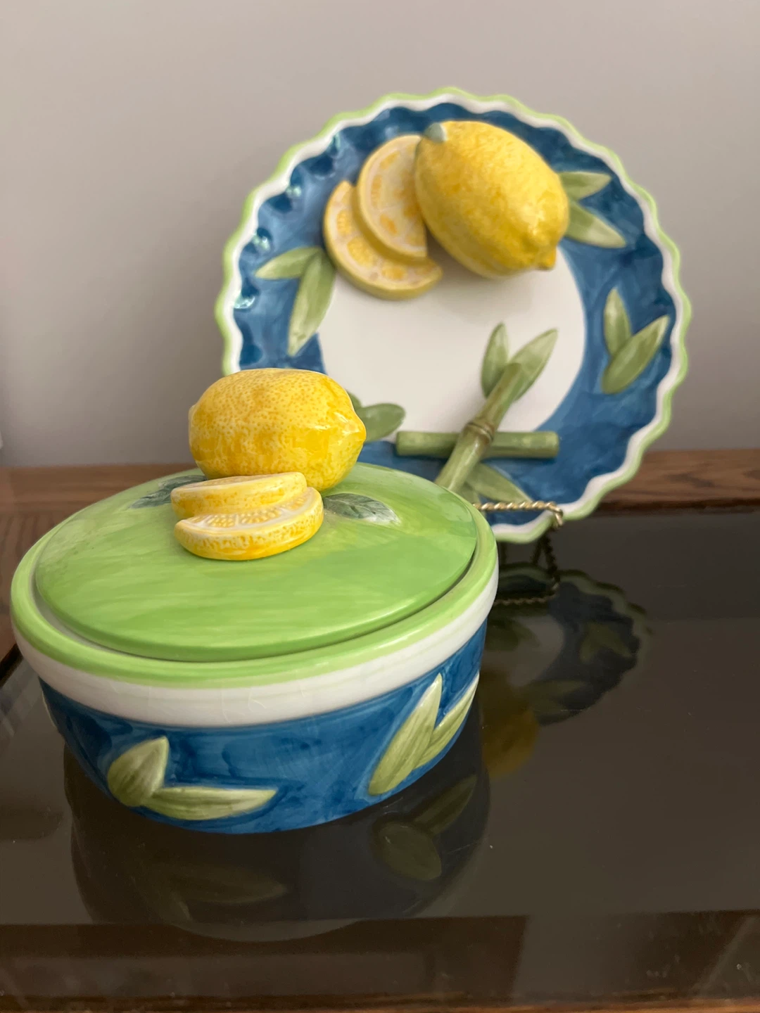 Bella Casa by Ganz Lemon Plate & Lidded Dish