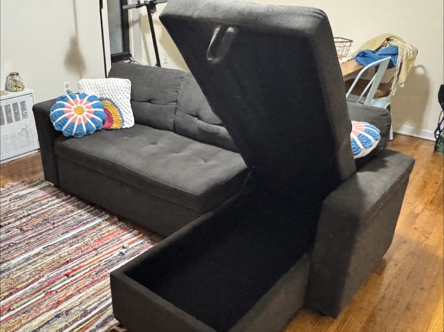 Dark Gray Sectional Sofa with Storage - photo 3