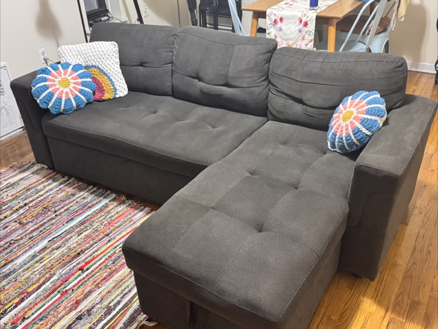 Dark Gray Sectional Sofa with Storage