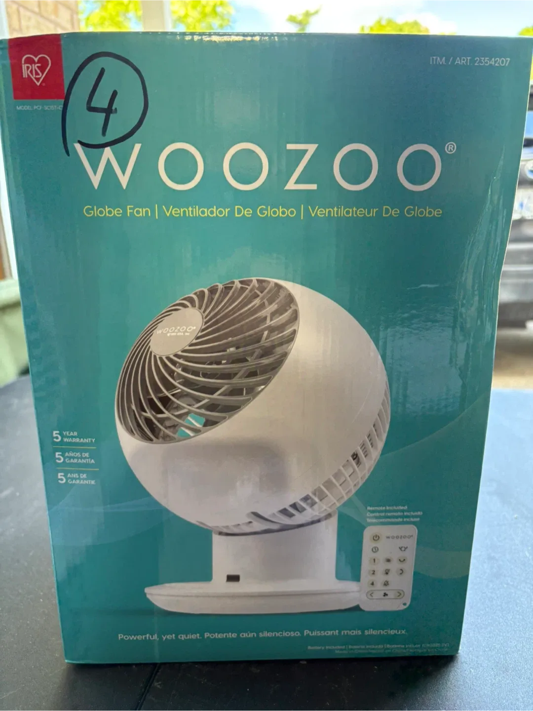 Woozoo Globe Fan with Remote – 5 Speeds, Quiet & Powerful image indicator(4)