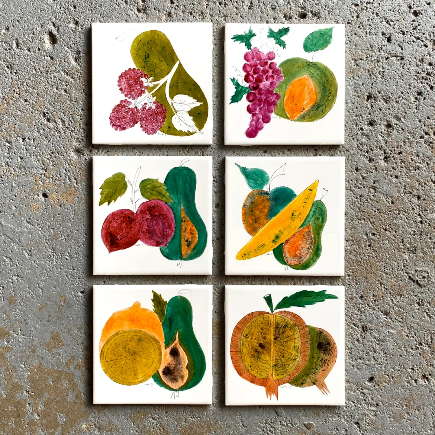 6x Vintage Ceramic Tiles thumbnail
