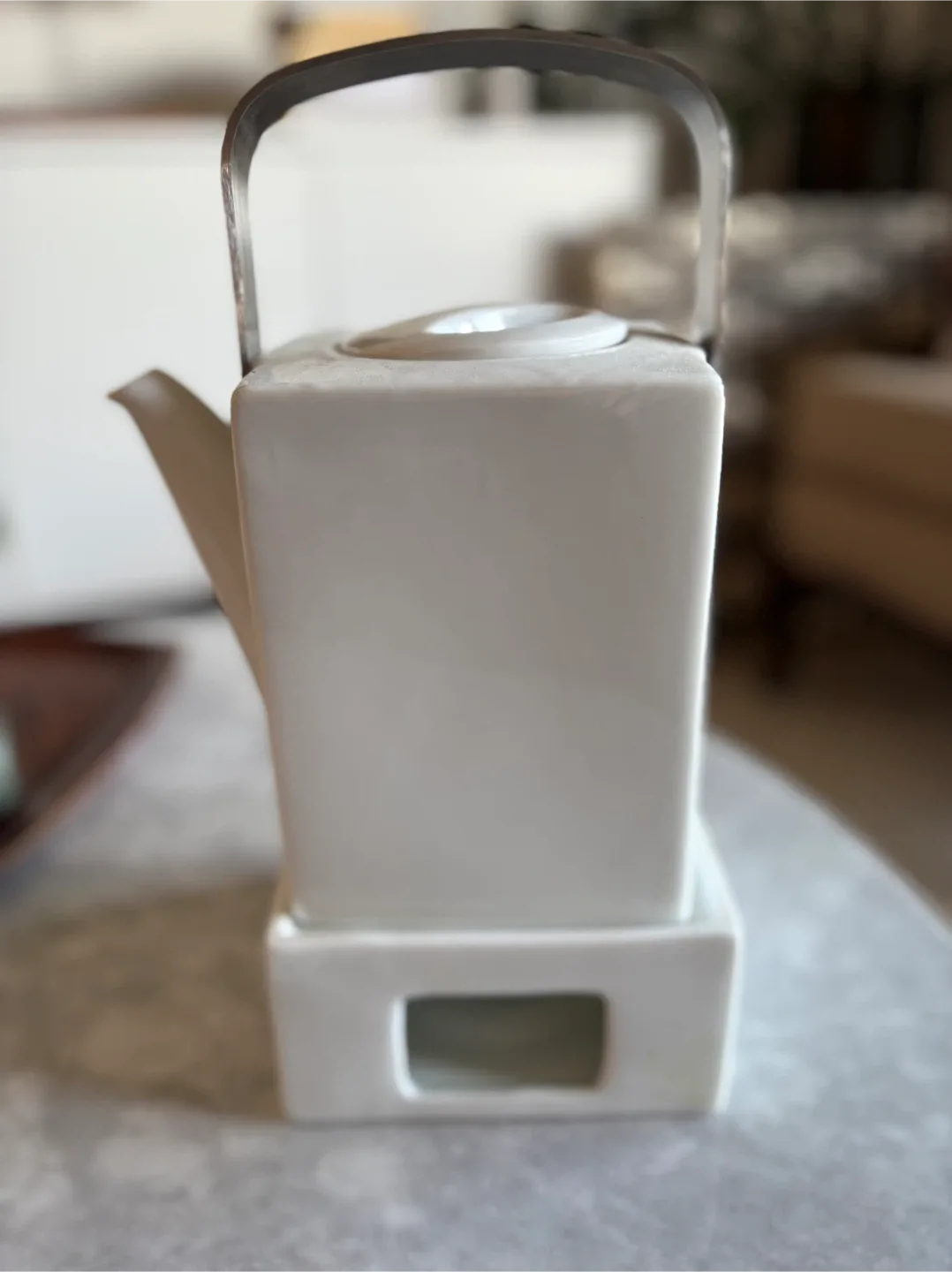 White Square Teapot with Warmer thumbnail