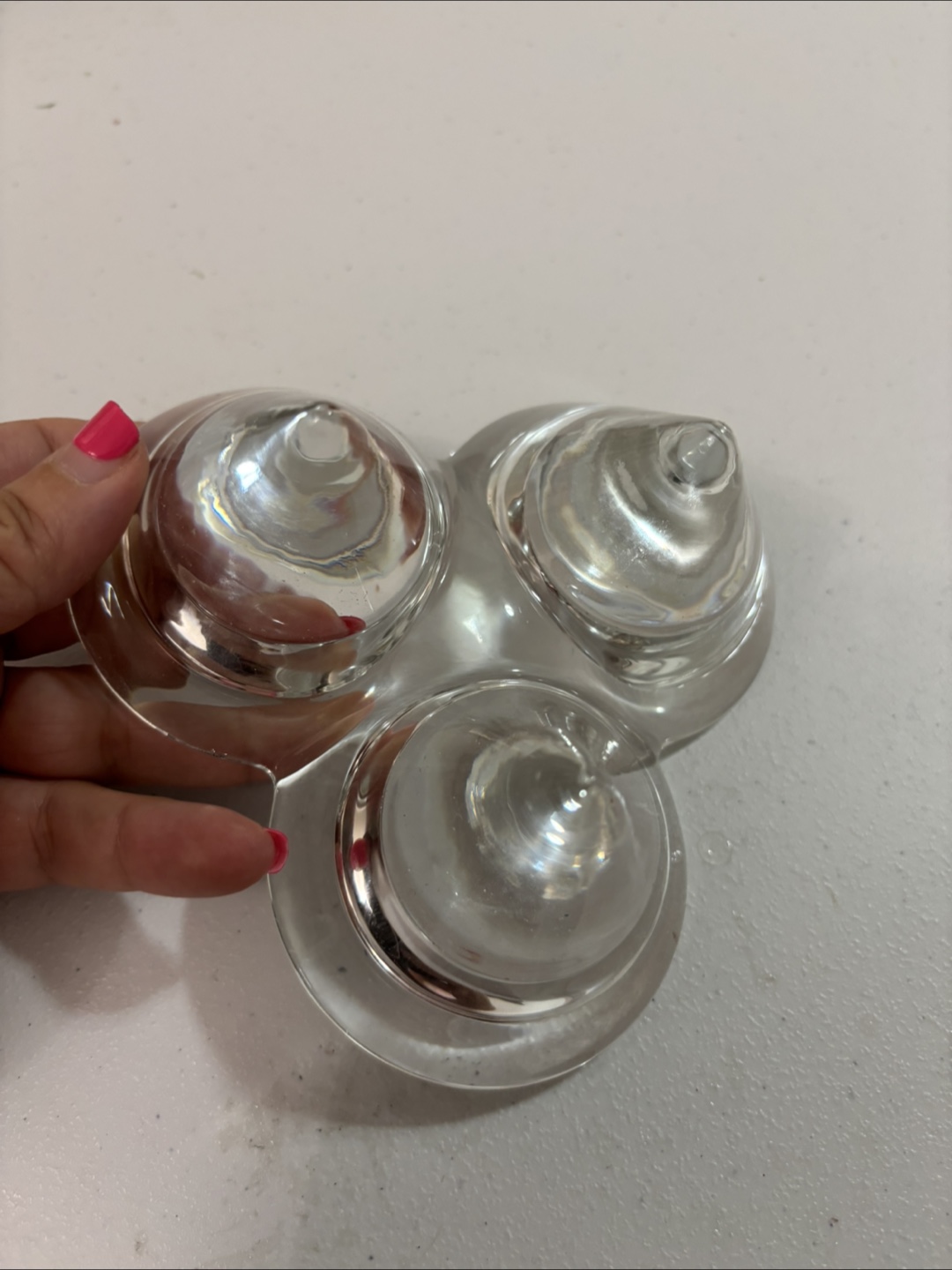 Clear Glass Triple Tea Light Candle Holder - photo 4