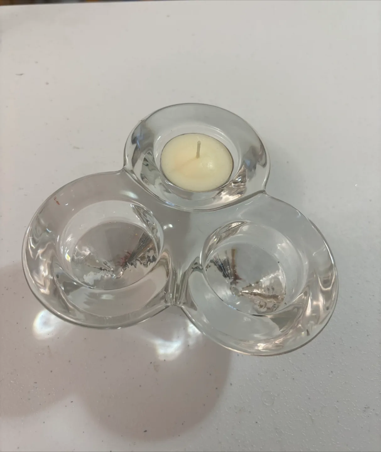 Clear Glass Triple Tea Light Candle Holder thumbnail