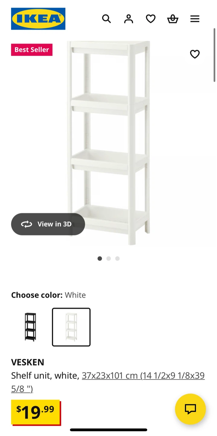 IKEA VESKEN Shelf unit, white, 37x23x101 cm - photo 3