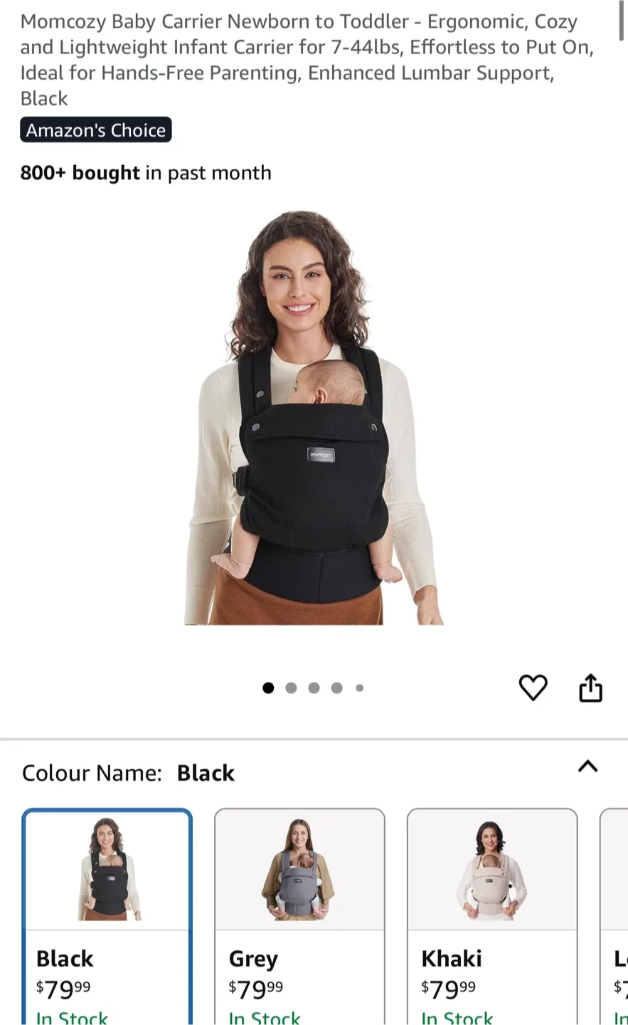 Momcozy Baby Carrier - Black thumbnail