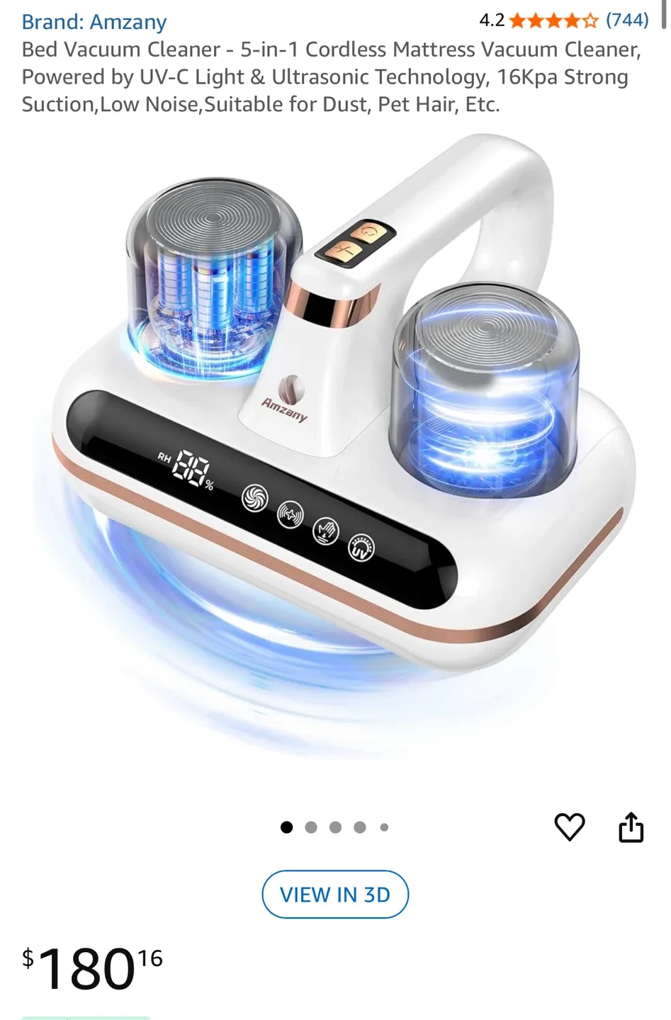 Amzany 5-in-1 Cordless Mattress Vacuum Cleaner thumbnail