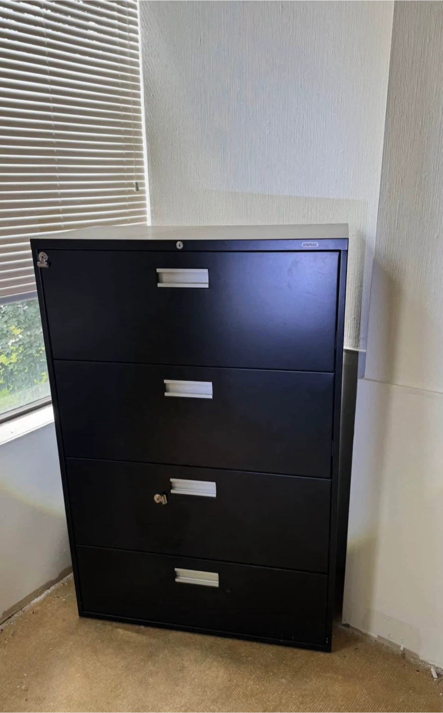 Staples Filing Cabinet - 4 Drawer - Black