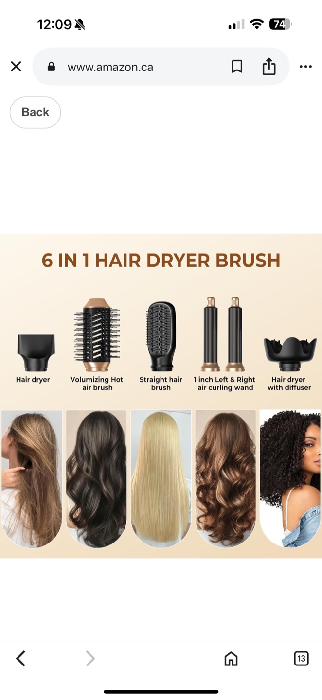 6 in 1 Hot Air Styler Hair Dryer Brush - photo 2