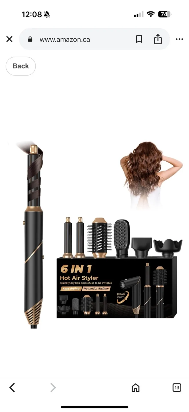 6 in 1 Hot Air Styler Hair Dryer Brush thumbnail