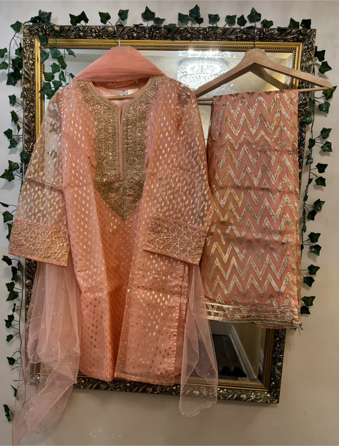 New Peach & Gold shirt with sharara
