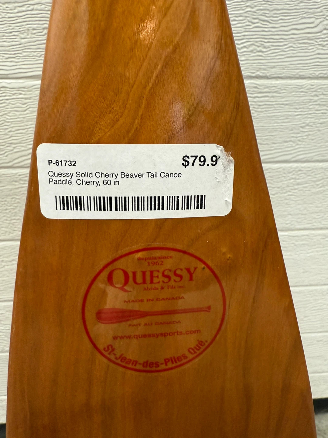Two NEW Quessy Solid Cherry Beaver Tail Canoe Paddles - photo 2