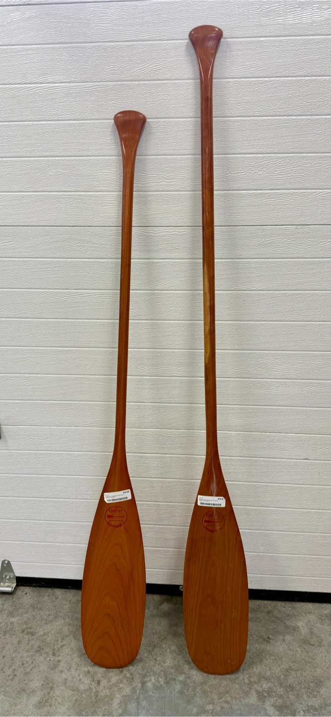 Two NEW Quessy Solid Cherry Beaver Tail Canoe Paddles