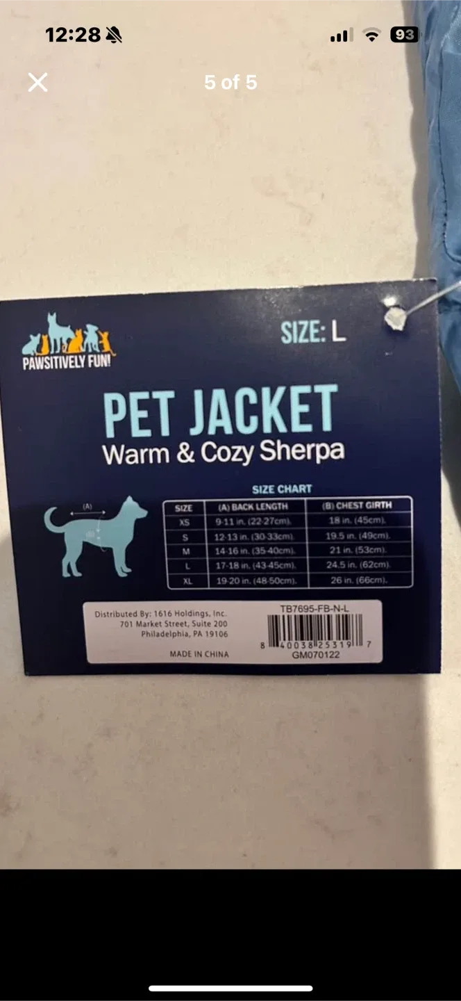 Pawsitively Fun! Pet Jacket - Size L image indicator(5)
