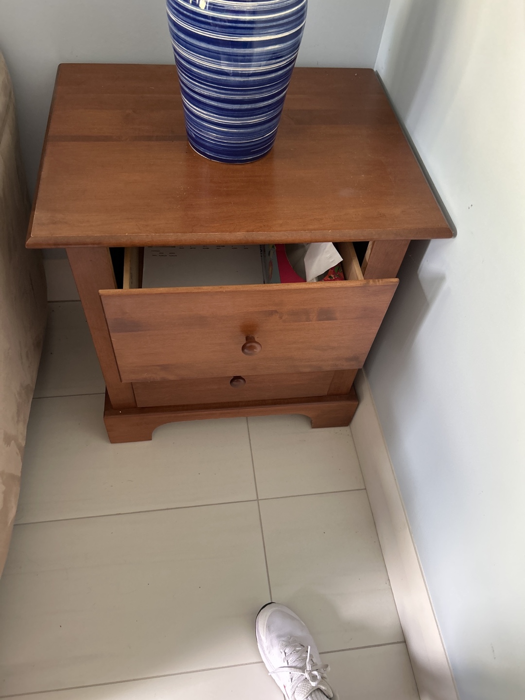 Wooden Bedside Table with Drawers - photo 2