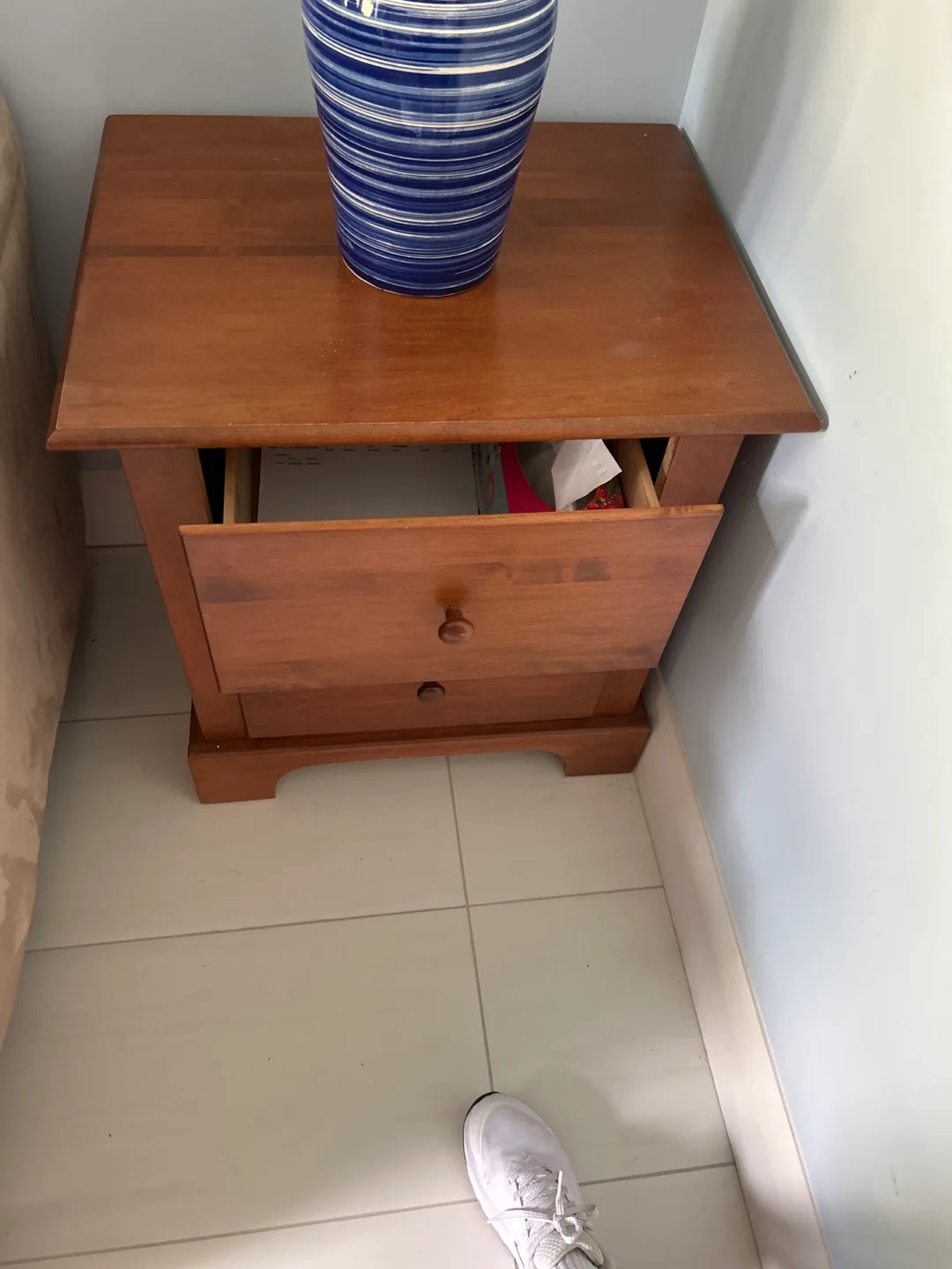 Wooden Bedside Table with Drawers image indicator(2)