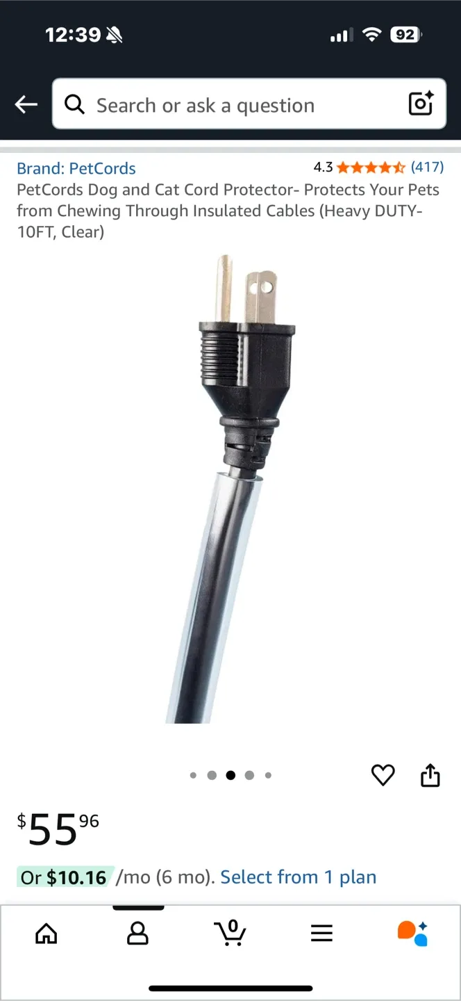 PetCords Dog & Cat Cord Protector - 10FT Clear image indicator(4)