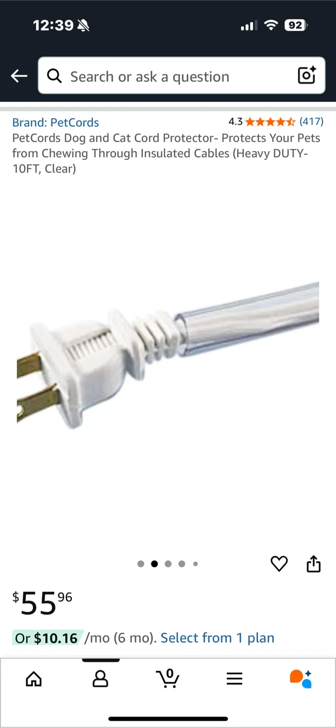 PetCords Dog & Cat Cord Protector - 10FT Clear image indicator(3)