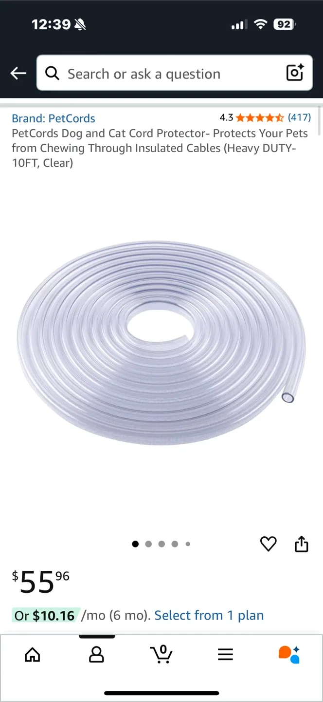 PetCords Dog & Cat Cord Protector - 10FT Clear image indicator(2)