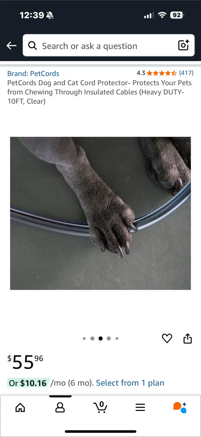 PetCords Dog & Cat Cord Protector - 10FT Clear image indicator(5)