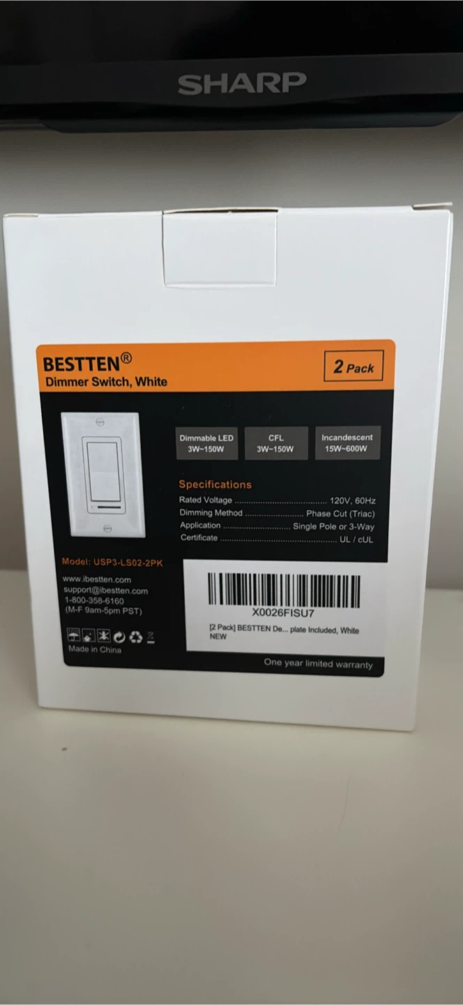 New BESTTEN Dimmer Switch, White, 2-Pack