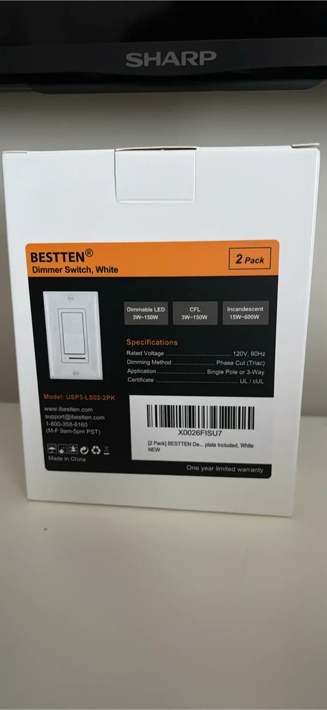 New BESTTEN Dimmer Switch, White, 2-Pack thumbnail