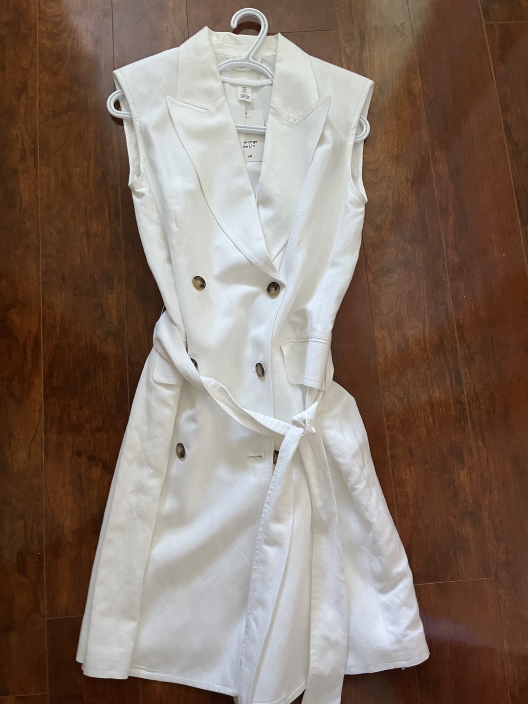 H&M White Sleeveless Blazer Dress - Size M