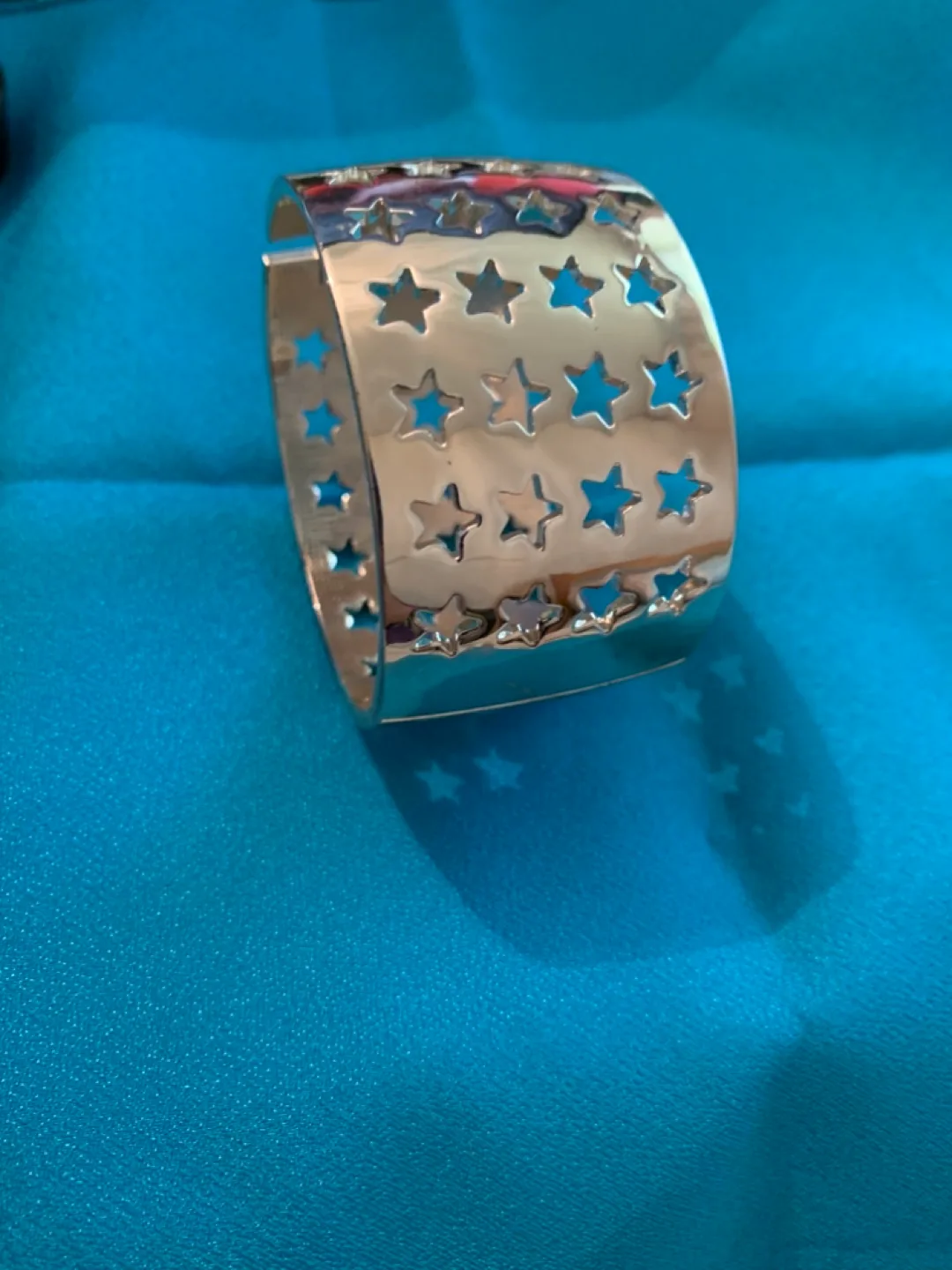 Gold tone Cuff Bracelet with Star Cutouts thumbnail