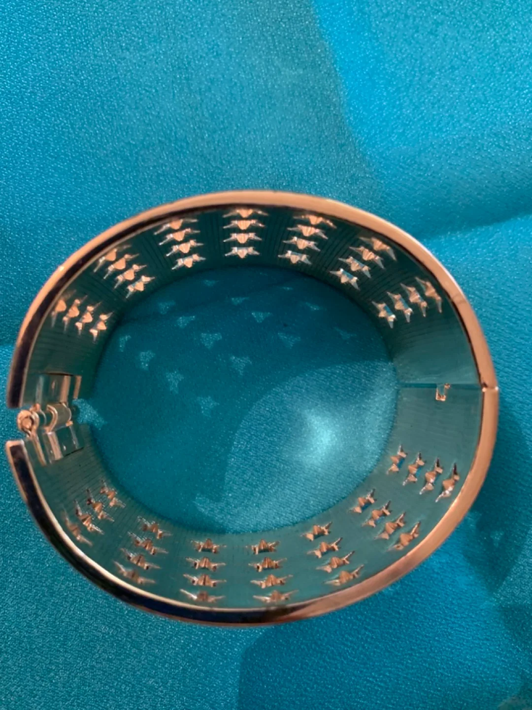 Gold tone Cuff Bracelet with Star Cutouts image indicator(3)