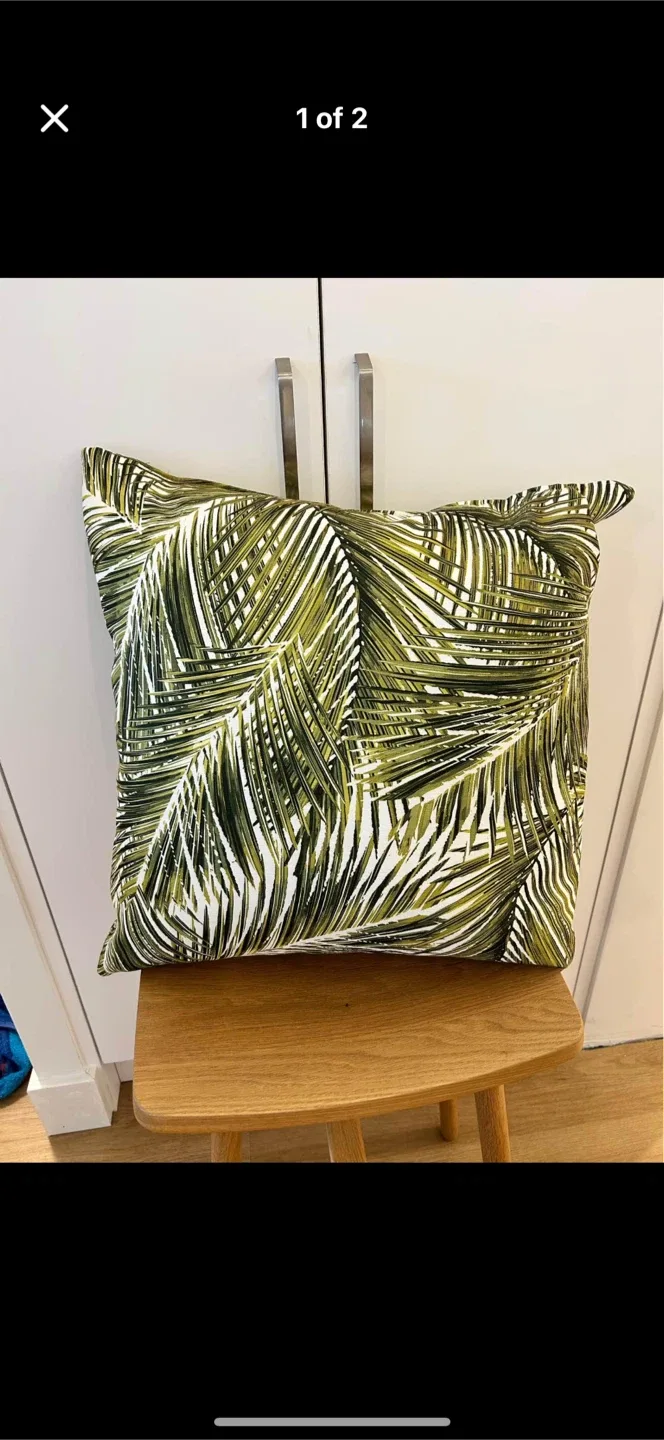 Green Leaf Pattern Down Throw Pillow thumbnail