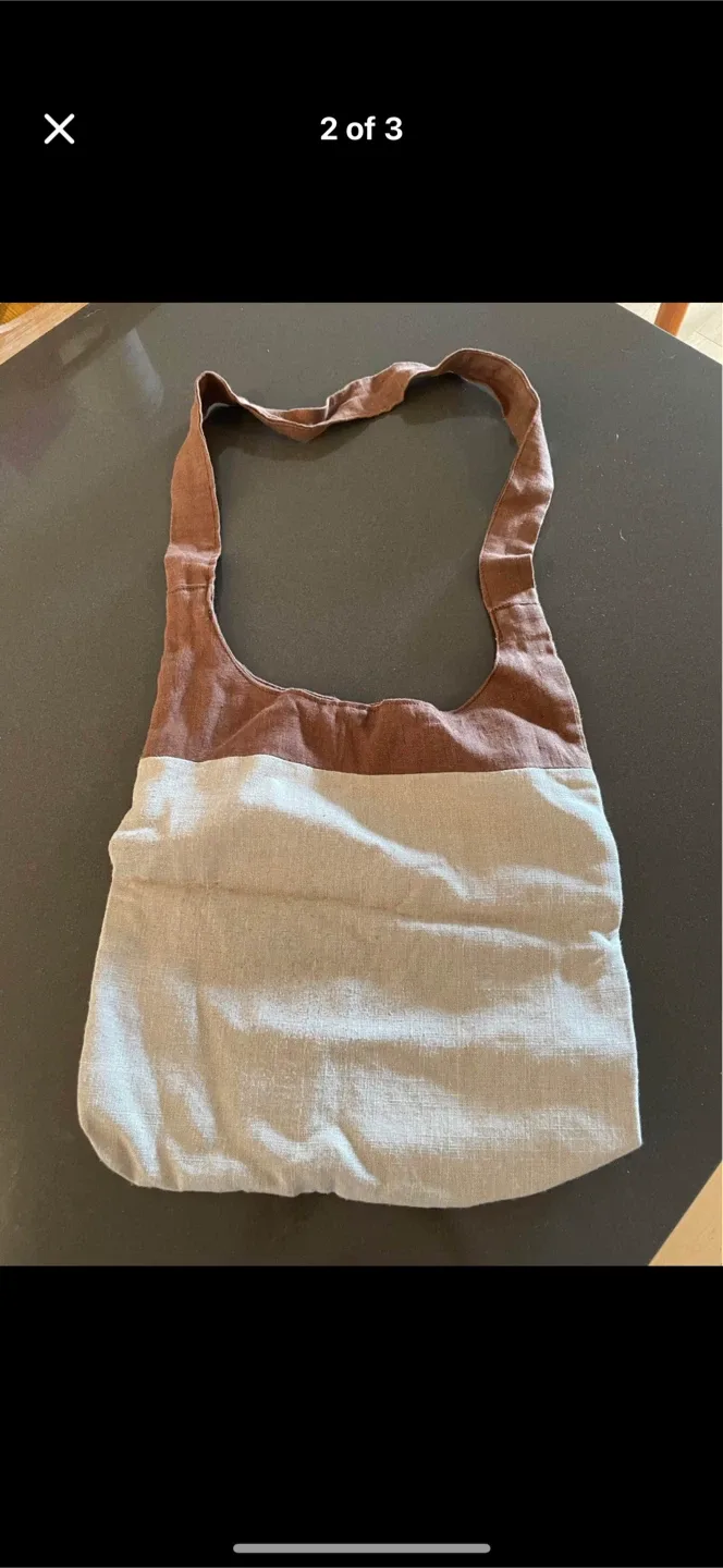 Arounna Designs Brown & Beige Linen Tote Bag image indicator(2)