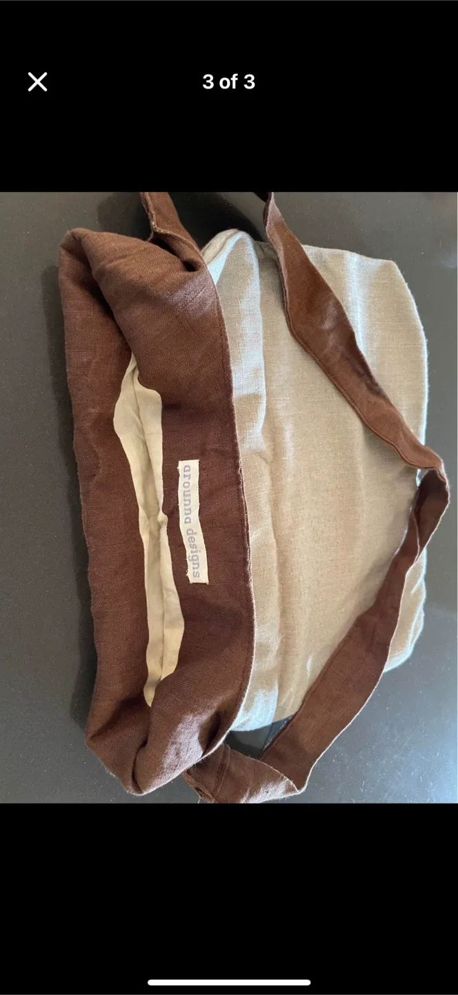Arounna Designs Brown & Beige Linen Tote Bag image indicator(3)