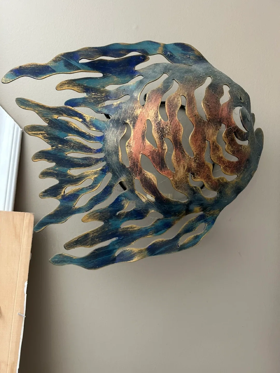 Metal Fish Wall Art - Blue & Gold thumbnail