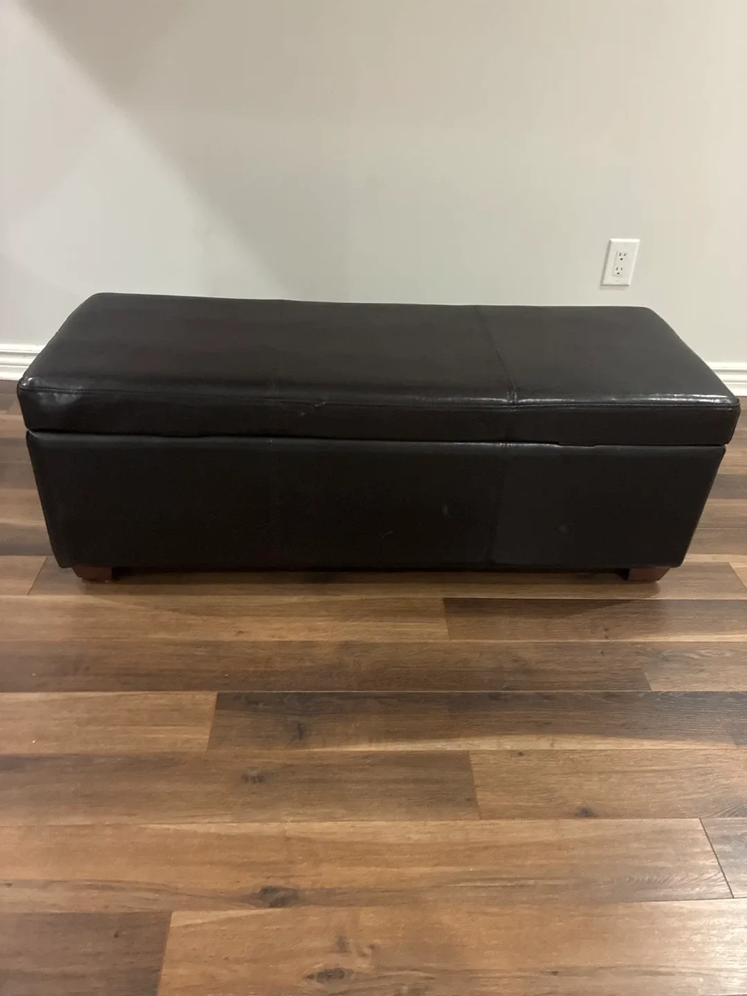 Black Leather Storage Ottoman Bench thumbnail