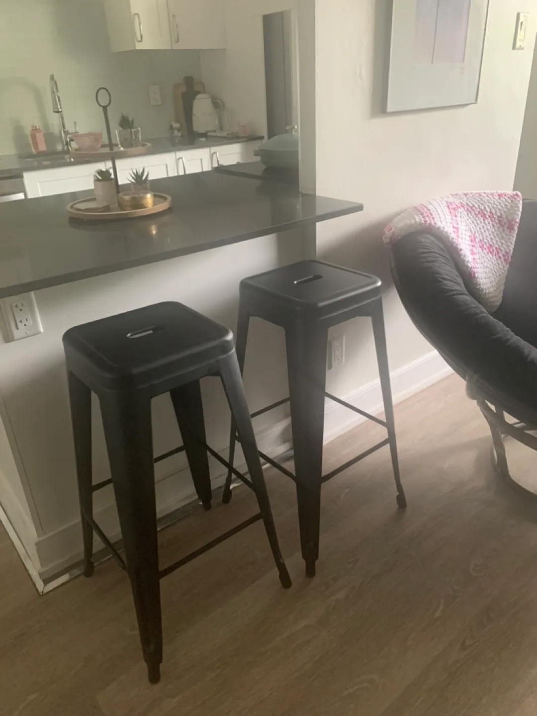 Set of 2 Black Metal Bar Stools thumbnail