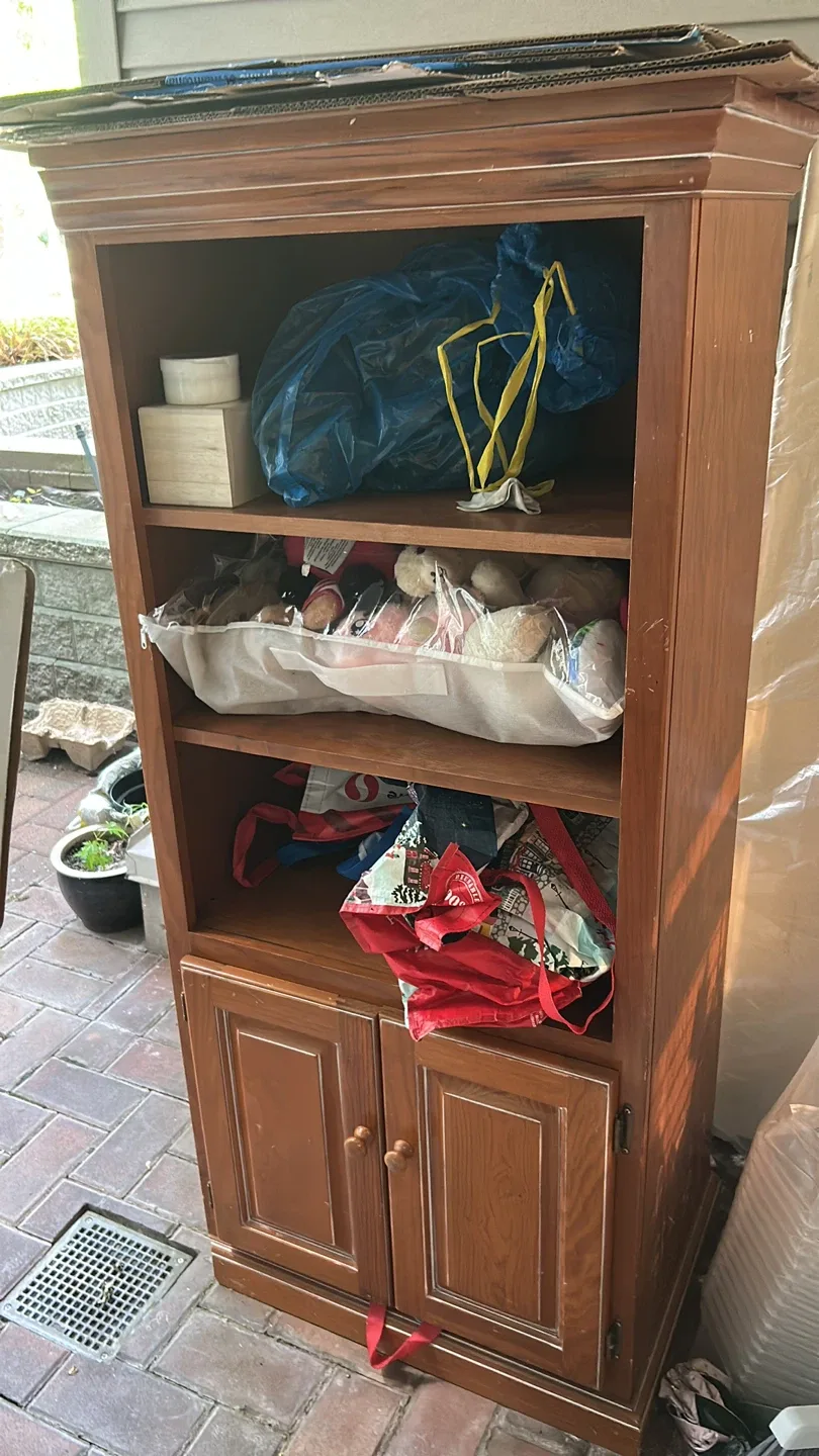 Free !Wooden Bookcase with Doors pickup today! thumbnail