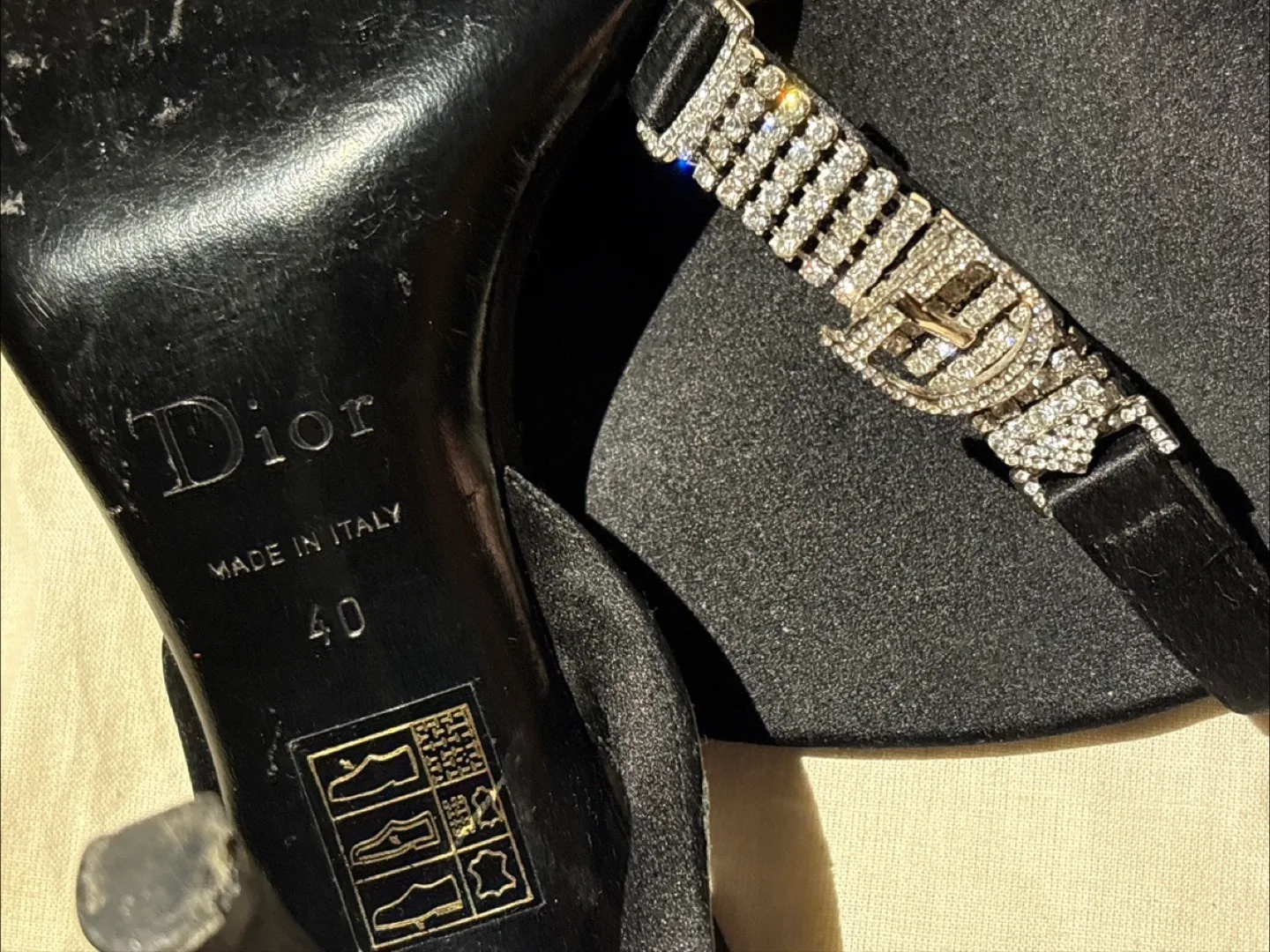 Dior Rhinestone Heel Sandals, Size 40 image indicator(3)