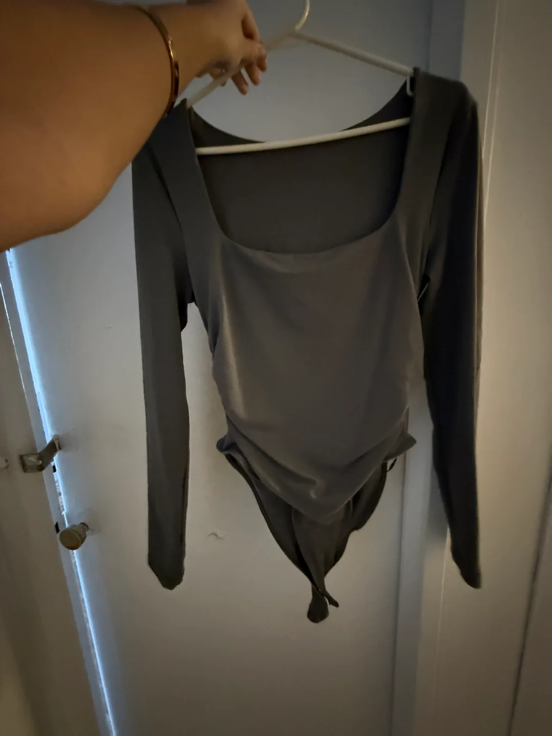 Grey and beige Long Sleeve Bodysuit thumbnail