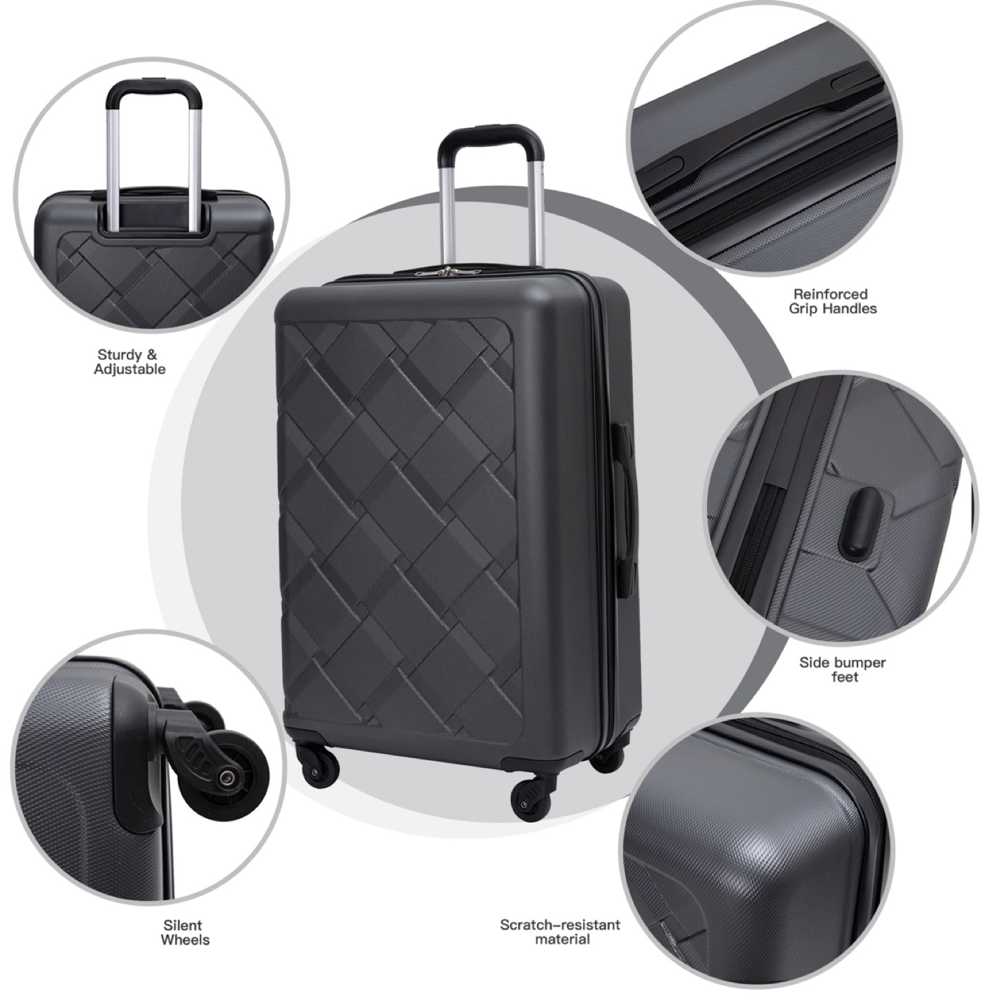 Amalodie 20" Carry On Dark Gray TSA Lock - photo 3