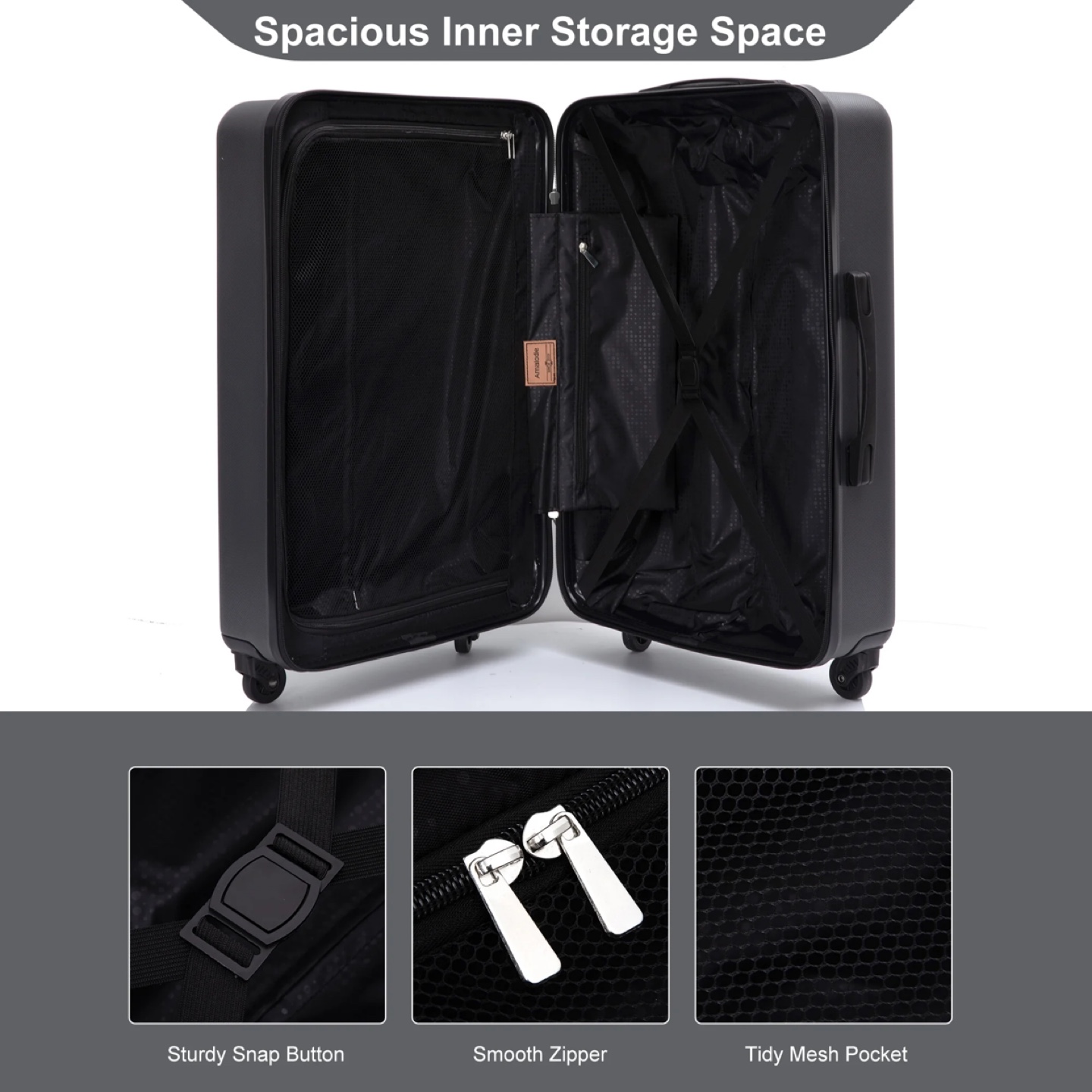 Amalodie 20" Carry On Dark Gray TSA Lock - photo 5
